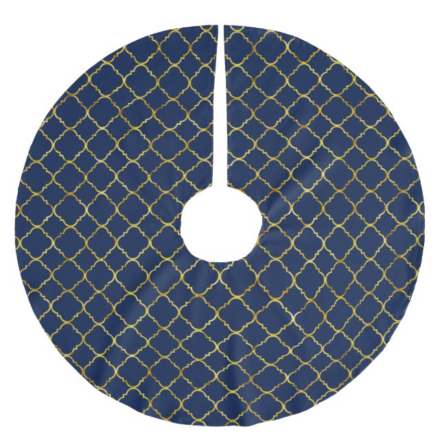 Jupon De Sapin En Polyester Brossé Or et Quatrefoil bleu (Devant)