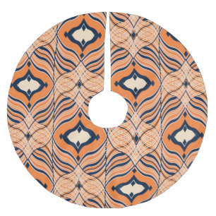 Jupon De Sapin En Polyester Brossé Oriental Seamless : Ornement orange noir