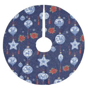 Jupon De Sapin En Polyester Brossé Ornement de Noël Classique Chinoiserie