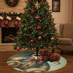 Jupon De Sapin En Polyester Brossé Ours en peluche de Noël vintage