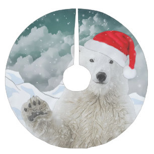 Jupon De Sapin En Polyester Brossé Ours polaire père Noël Beary Christmas Tree Jupe