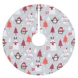 Jupon De Sapin En Polyester Brossé Ours polaires et pingouins
