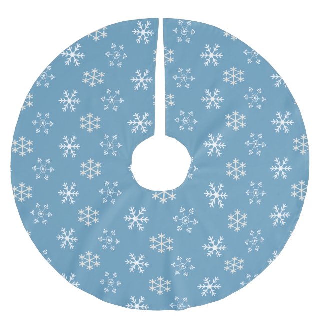 Jupon De Sapin En Polyester Brossé Paillette d'arbre bleu Snowflake (Devant)