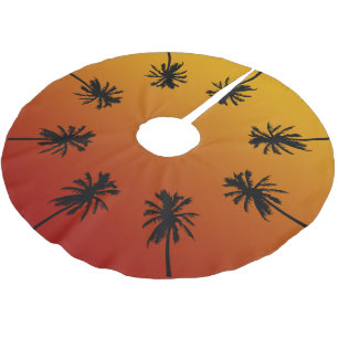 Jupon De Sapin En Polyester Brossé Palm Tree Orange Sunset Tropical Christmas Tree