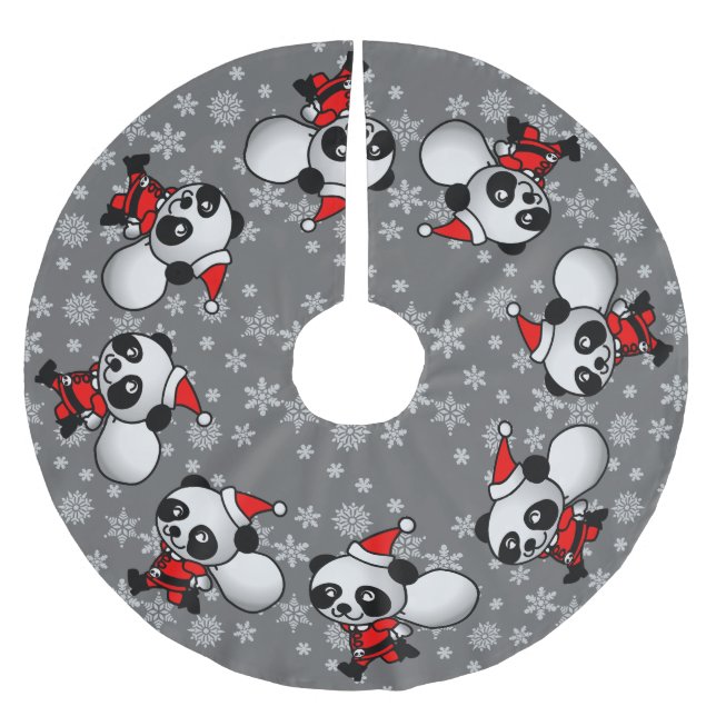 Jupon De Sapin En Polyester Brossé Pandas de danse (Devant)