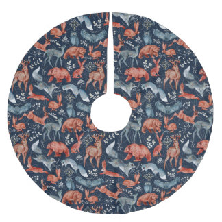 Jupon De Sapin En Polyester Brossé Papier d'emballage d'animaux de la forêt scandinav
