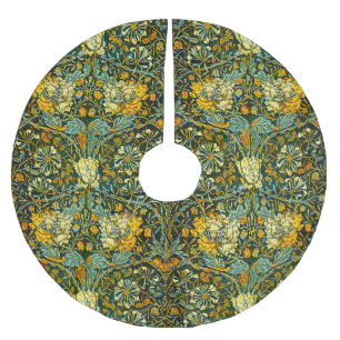 Jupon De Sapin En Polyester Brossé Papier peint floral Chèvrefeuille Or de William Mo