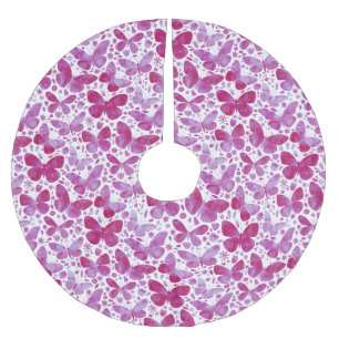 Jupon De Sapin En Polyester Brossé Papillon Aquarelle Rose