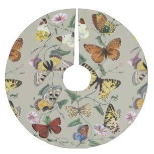Jupon De Sapin En Polyester Brossé Papillon de nuit vintage 1842 Art botanique floral