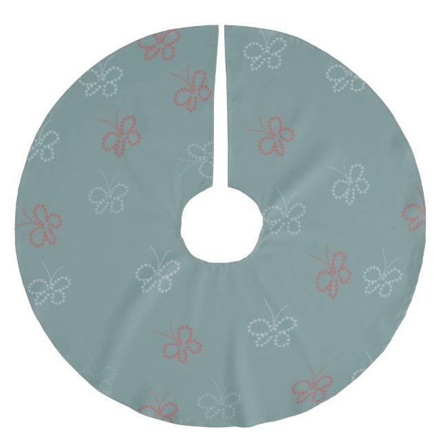 Jupon De Sapin En Polyester Brossé Papillons Stars Sage Green (Devant)