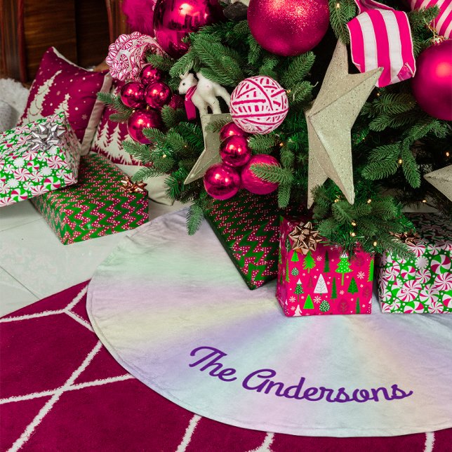 Jupon De Sapin En Polyester Brossé Pastel Iridescente Palette Gradient (Pastel Iridescent Palette Gradient Brushed Polyester Tree Skirt)