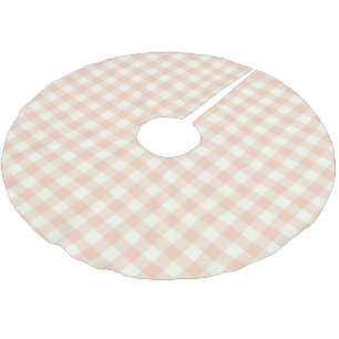 Jupon De Sapin En Polyester Brossé Pastel Peach En vichy Buffalo Check Plaid Motif