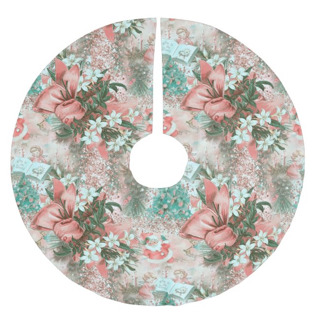 Jupon De Sapin En Polyester Brossé Pastel Retro Christmas Vignette (Devant)