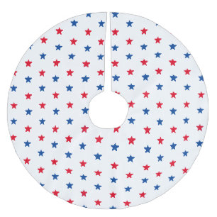 Jupon De Sapin En Polyester Brossé Patriotique rouge blanc bleu étoiles motif Noël