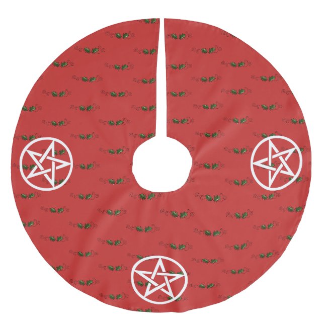 Jupon De Sapin En Polyester Brossé Pentacle et jupe Holly Yule Tree, Pagan, sorcière (Devant)