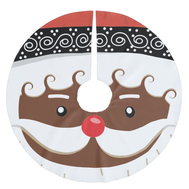 Jupon De Sapin En Polyester Brossé père Noël afro-américain (Devant)