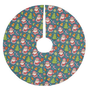 Jupon De Sapin En Polyester Brossé Père Noël Et Lapins Drôle