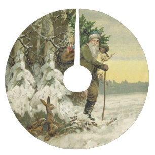 Jupon De Sapin En Polyester Brossé Père Noël vintage Noël victorien vacances Arbre