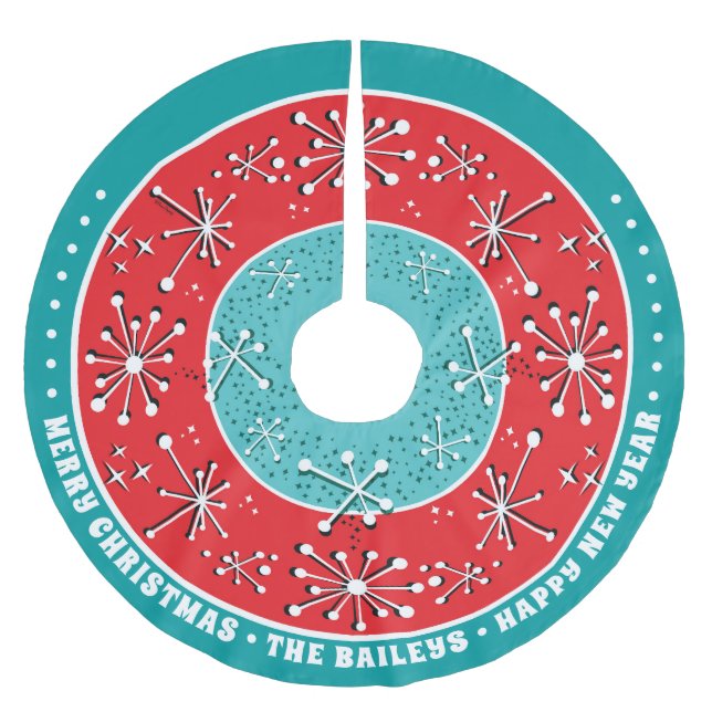 Jupon De Sapin En Polyester Brossé Personnalisé Spoutnik Atomique Mi-Siècle Moderne (Devant)