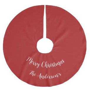 Jupon De Sapin En Polyester Brossé Personnaliser Rouge Blanc Joyeux Noël Joyeux Joyeu