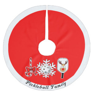 Jupon De Sapin En Polyester Brossé Pickleball Noël Joie Reindeer Rouge et blanc