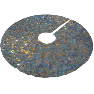 Jupon De Sapin En Polyester Brossé Pierres de mosaïque en bleu et or