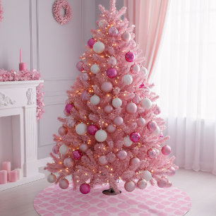 Jupon De Sapin En Polyester Brossé Pink Bauble Ornement de Noël Motif
