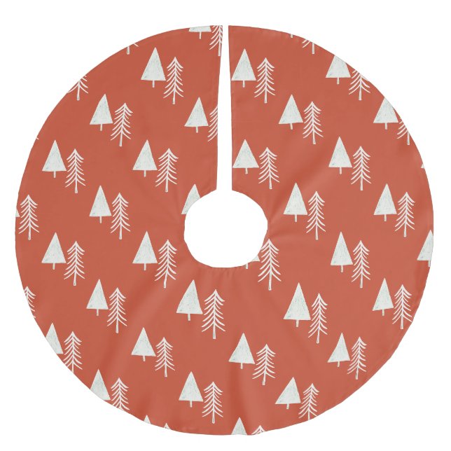 Jupon De Sapin En Polyester Brossé Pins traditionnels rouges (Devant)