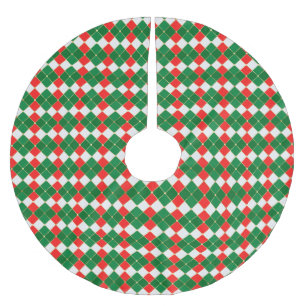 Jupon De Sapin En Polyester Brossé Plaid traditionnel or rouge vert blanc