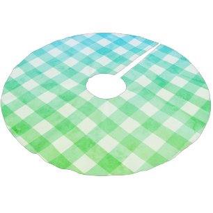 Jupon De Sapin En Polyester Brossé Plat En vichy Lime Vert Bleu Moderne Simple Check