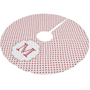 Jupon De Sapin En Polyester Brossé Pointe rouge Imprimer Monogramme Arbre initial Jup