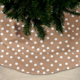 Jupon De Sapin En Polyester Brossé Points de couleur blanc chic et blé doré Noël