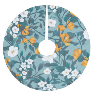 Jupon De Sapin En Polyester Brossé Pomme Florale : Motif en floraison Motif.