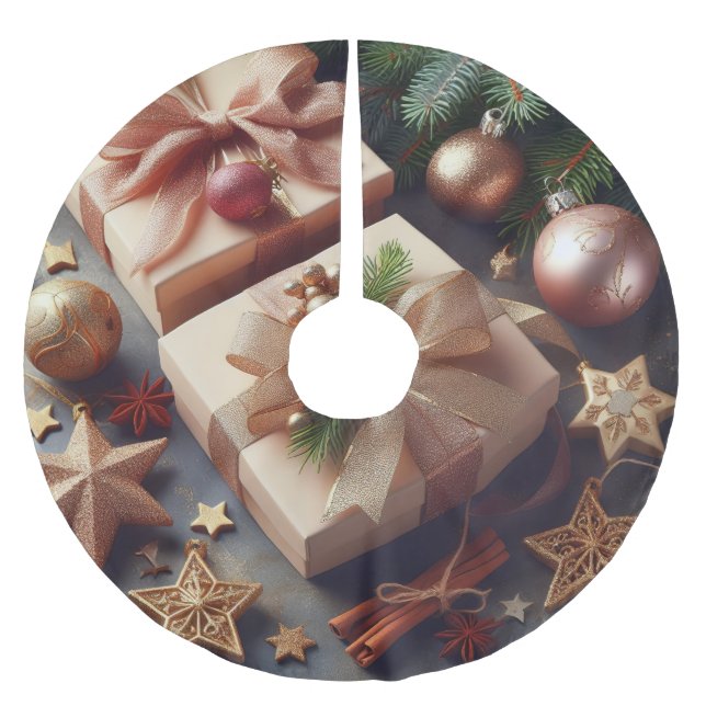 Jupon De Sapin En Polyester Brossé Présentations et ornements de Noël (Devant)