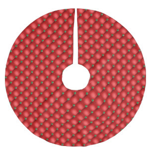 Jupon De Sapin En Polyester Brossé Puffy rouge de Noël courbé