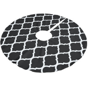 Jupon De Sapin En Polyester Brossé Quatrefoil marocain noir et blanc