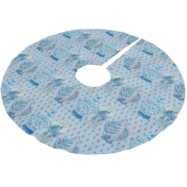 Jupon De Sapin En Polyester Brossé Quilt Chinoiserie Ginger Jar   (Angle)