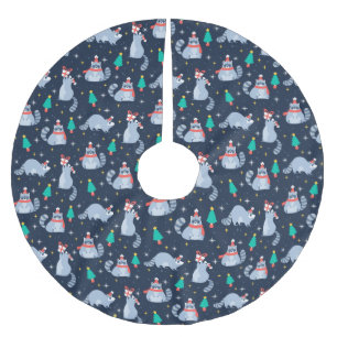 Jupon De Sapin En Polyester Brossé Racoons de Noël