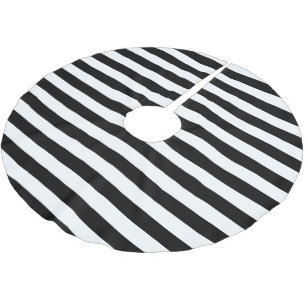 Jupon De Sapin En Polyester Brossé Rayures parallèles noir et blanc pour Noël