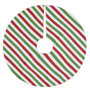 Jupon De Sapin En Polyester Brossé Rayures rouges, blanches et vertes diagonales