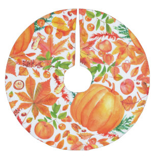 Jupon De Sapin En Polyester Brossé Récolte d'automne : aquarelle L'abondance de chute