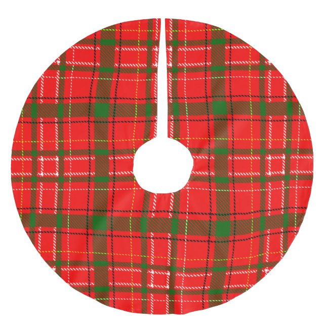Jupon De Sapin En Polyester Brossé Red Christmas Tartan Plaid Pattern Design  (Devant)