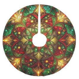 Jupon De Sapin En Polyester Brossé Red Gold Green Decorative Tree Skirt