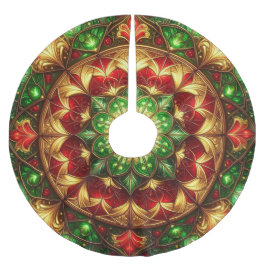 Jupon De Sapin En Polyester Brossé Red Gold Green Decorative Tree Skirt