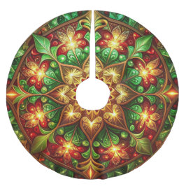 Jupon De Sapin En Polyester Brossé Red Gold Green Decorative Tree Skirt