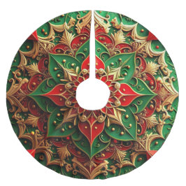 Jupon De Sapin En Polyester Brossé Red Gold Green Decorative Tree Skirt