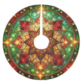 Jupon De Sapin En Polyester Brossé Red Gold Green Decorative Tree Skirt