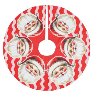 Jupon De Sapin En Polyester Brossé Red Retro Santa Claus Red Ric Rac Noël