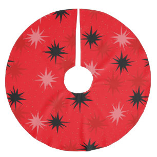 Jupon De Sapin En Polyester Brossé Red Starburts atomique Jupe Arbre de Noël