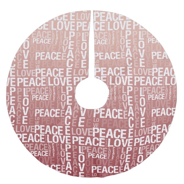 Jupon De Sapin En Polyester Brossé Red White Love Peace (Devant)